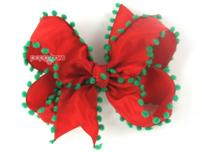 Dark Green and Red 3 Inch Hair Bow – PoppyBows