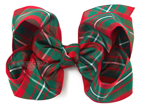 red and green plaid hair bow MacGregor tartan christmas hair bow for girls