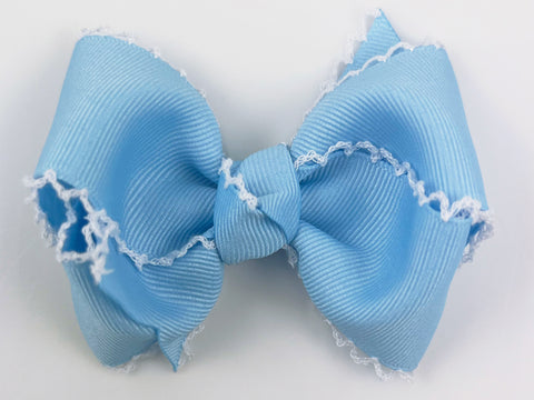 baby blue moonstitch hair bow