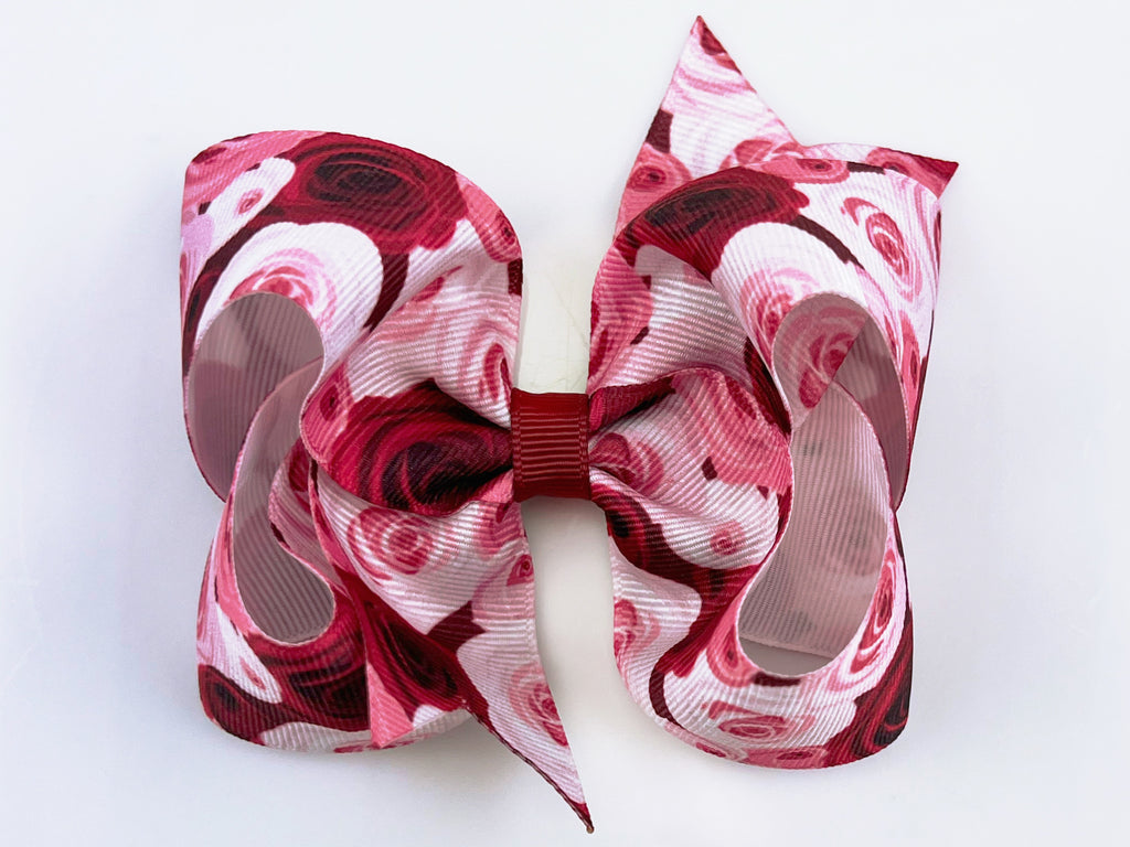 cnhairaccessories Love Heart Pink Ribbon Hair Bows Red