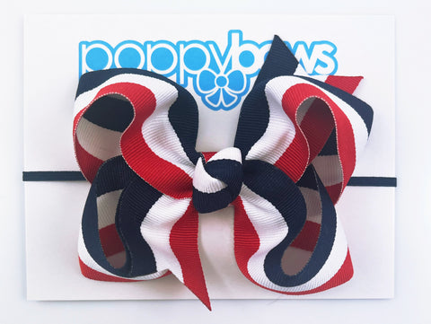red white and blue striped baby headband