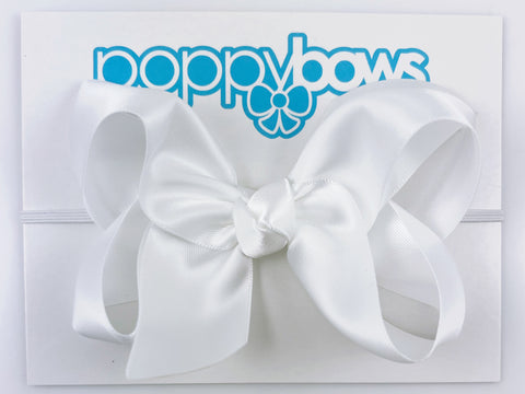 White Satin 4 inch Baby Girl Bow Headband