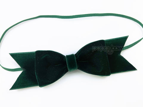 hunter green velvet baby headband