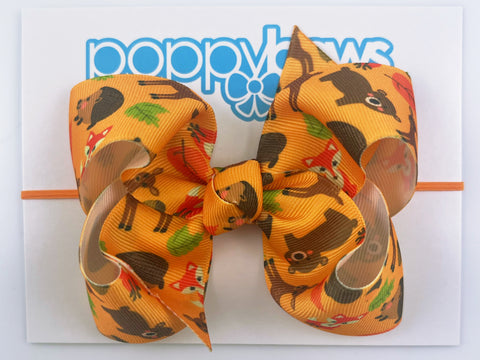 autumn fox bear baby bow headband