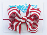 red and white striped silver baby headband