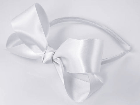 White Satin Hair Bow 