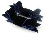 navy blue velvet hair bow clips for baby toddlers girls