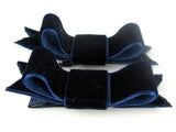 Navy Blue Velvet Hair Bow Clips