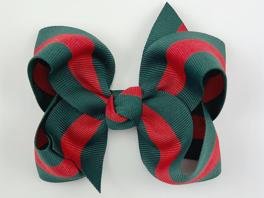 Dark Green and Red 3 Inch Hair Bow – PoppyBows